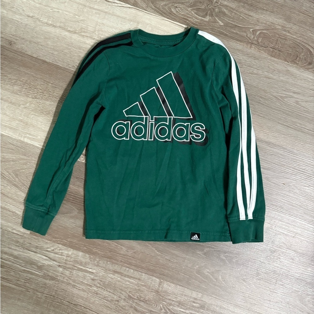 adidas Green Long Sleeve Kids Shirt